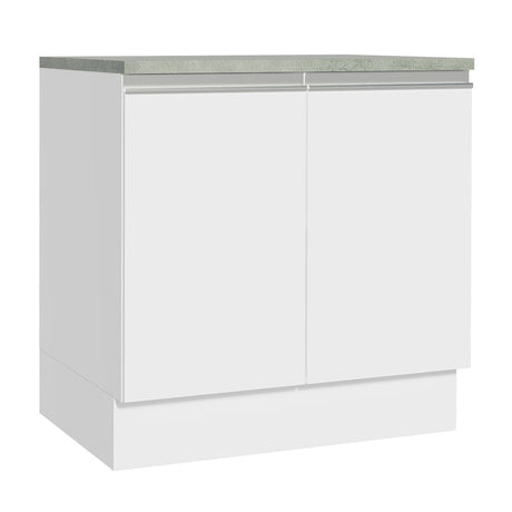 Mueble Inferior de Cocina Glamy Blanco 80x84cm con Mesón de Madera y sin Estufa con 2 Entrepaños - MUEBLES INFERIORES DE COCINA | Bylmo