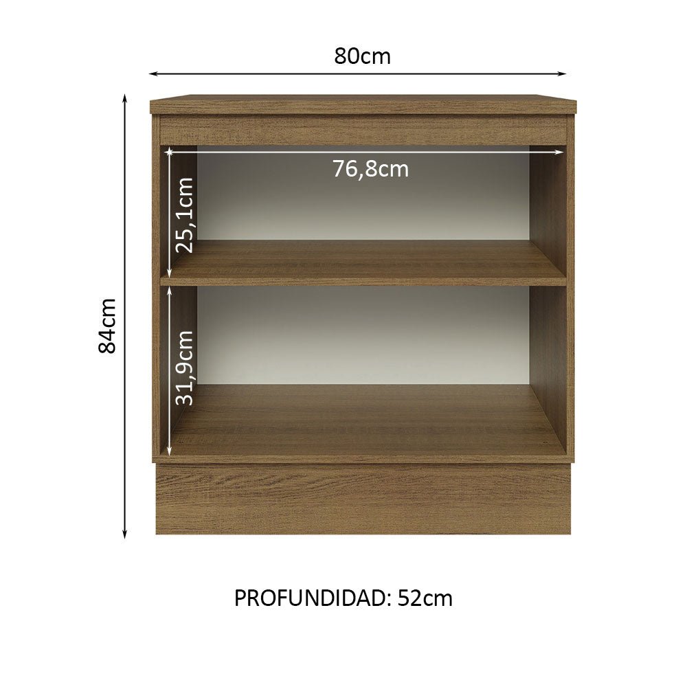 Mueble Inferior de Cocina Glamy Marron 80x84cm con Mesón de Madera y sin Estufa con 2 Entrepaños - MUEBLES INFERIORES DE COCINA | Bylmo