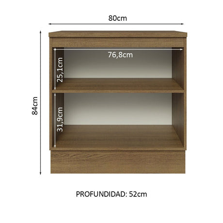 Mueble Inferior de Cocina Glamy Marron 80x84cm con Mesón de Madera y sin Estufa con 2 Entrepaños - MUEBLES INFERIORES DE COCINA | Bylmo