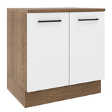 Mueble Inferior de Cocina Agata Marron y Blanco 80x84cm con Mesón de Madera y sin Estufa con 2 Entrepaños - MUEBLES INFERIORES DE COCINA | Bylmo