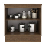 Mueble Inferior de Cocina Agata Marron y Blanco 80x84cm con Mesón de Madera y sin Estufa con 2 Entrepaños - MUEBLES INFERIORES DE COCINA | Bylmo