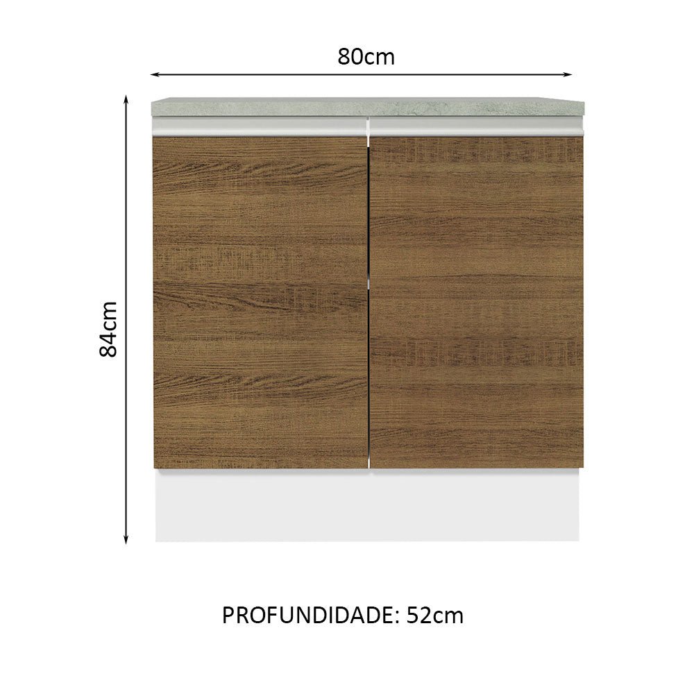 Mueble Inferior de Cocina Glamy Blanco y Marron 80x84cm con Mesón de Madera y sin Estufa con 2 Entrepaños - MUEBLES INFERIORES DE COCINA | Bylmo