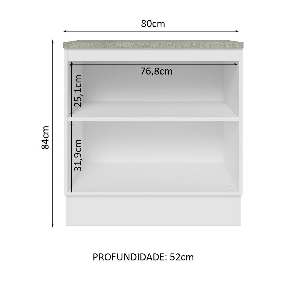Mueble Inferior de Cocina Glamy Blanco y Marron 80x84cm con Mesón de Madera y sin Estufa con 2 Entrepaños - MUEBLES INFERIORES DE COCINA | Bylmo