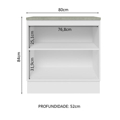 Mueble Inferior de Cocina Glamy Blanco y Marron 80x84cm con Mesón de Madera y sin Estufa con 2 Entrepaños - MUEBLES INFERIORES DE COCINA | Bylmo