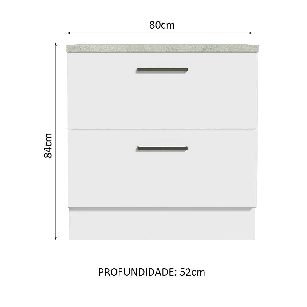 Mueble Inferior de Cocina Agata Blanco 80x84cm con Mesón de Madera y sin Estufa con 2 Cajones - MUEBLES INFERIORES DE COCINA | Bylmo