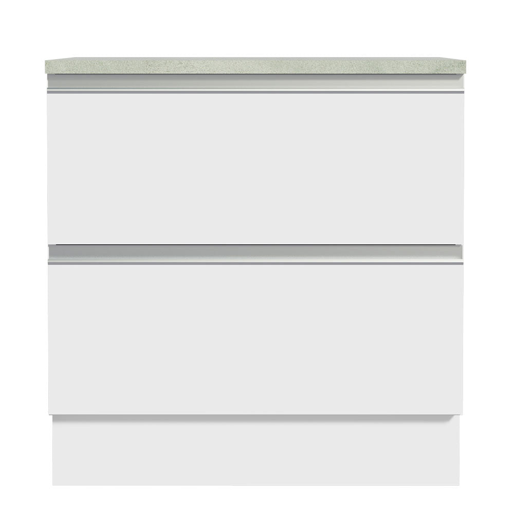 Mueble Inferior de Cocina Glamy Blanco 80x84cm con Mesón de Madera y sin Estufa con 2 Cajones - MUEBLES INFERIORES DE COCINA | Bylmo
