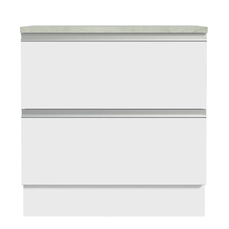 Mueble Inferior de Cocina Glamy Blanco 80x84cm con Mesón de Madera y sin Estufa con 2 Cajones - MUEBLES INFERIORES DE COCINA | Bylmo