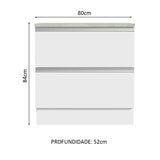 Mueble Inferior de Cocina Glamy Blanco 80x84cm con Mesón de Madera y sin Estufa con 2 Cajones - MUEBLES INFERIORES DE COCINA | Bylmo