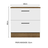 Mueble Inferior de Cocina Agata Marron y Blanco 80x84cm con Mesón de Madera y sin Estufa con 2 Cajones - MUEBLES INFERIORES DE COCINA | Bylmo