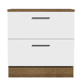 Mueble Inferior de Cocina Agata Marron y Blanco 80x84cm con Mesón de Madera y sin Estufa con 2 Cajones - MUEBLES INFERIORES DE COCINA | Bylmo