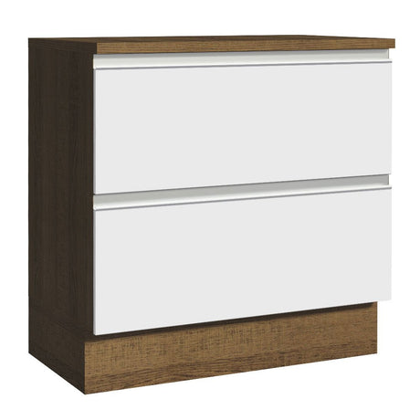 Mueble Inferior de Cocina Glamy Marron y Blanco 80x84cm con Mesón de Madera y sin Estufa con 2 Cajones - MUEBLES INFERIORES DE COCINA | Bylmo