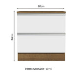 Mueble Inferior de Cocina Glamy Marron y Blanco 80x84cm con Mesón de Madera y sin Estufa con 2 Cajones - MUEBLES INFERIORES DE COCINA | Bylmo