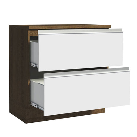Mueble Inferior de Cocina Glamy Marron y Blanco 80x84cm con Mesón de Madera y sin Estufa con 2 Cajones - MUEBLES INFERIORES DE COCINA | Bylmo