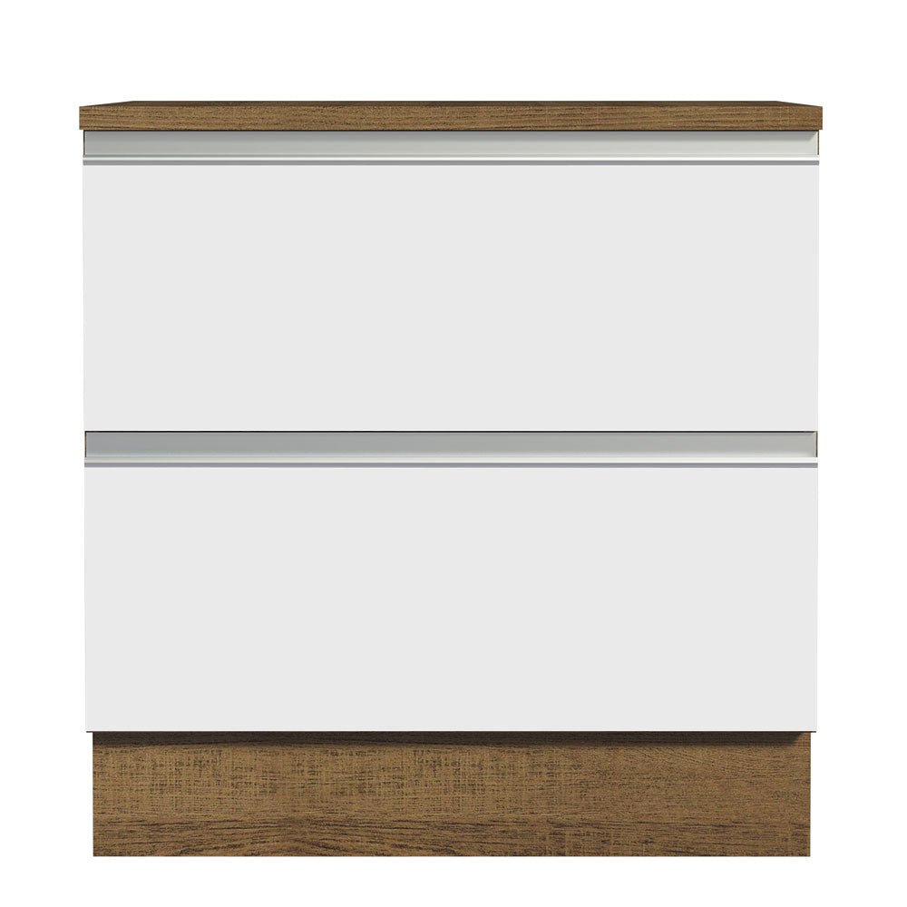 Mueble Inferior de Cocina Glamy Marron y Blanco 80x84cm con Mesón de Madera y sin Estufa con 2 Cajones - MUEBLES INFERIORES DE COCINA | Bylmo