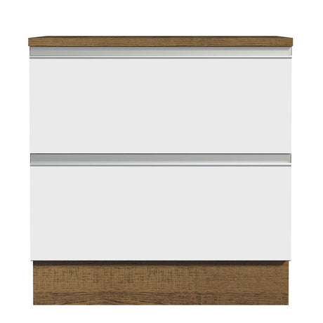 Mueble Inferior de Cocina Glamy Marron y Blanco 80x84cm con Mesón de Madera y sin Estufa con 2 Cajones - MUEBLES INFERIORES DE COCINA | Bylmo