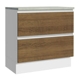 Mueble Inferior de Cocina Glamy Blanco y Marron 80x84cm con Mesón de Madera y sin Estufa con 2 Cajones - MUEBLES INFERIORES DE COCINA | Bylmo