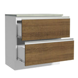 Mueble Inferior de Cocina Glamy Blanco y Marron 80x84cm con Mesón de Madera y sin Estufa con 2 Cajones - MUEBLES INFERIORES DE COCINA | Bylmo