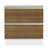 Mueble Inferior de Cocina Glamy Blanco y Marron 80x84cm con Mesón de Madera y sin Estufa con 2 Cajones - MUEBLES INFERIORES DE COCINA | Bylmo