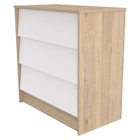 Cómoda Arena y Blanco 76x79cm con Tres Cajones - CAJONERAS Y COMODAS | Bylmo