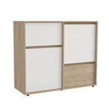 Cómoda Arena y Blanco 110x93cm con Dos Cajones y con Patas - CAJONERAS Y COMODAS | Bylmo