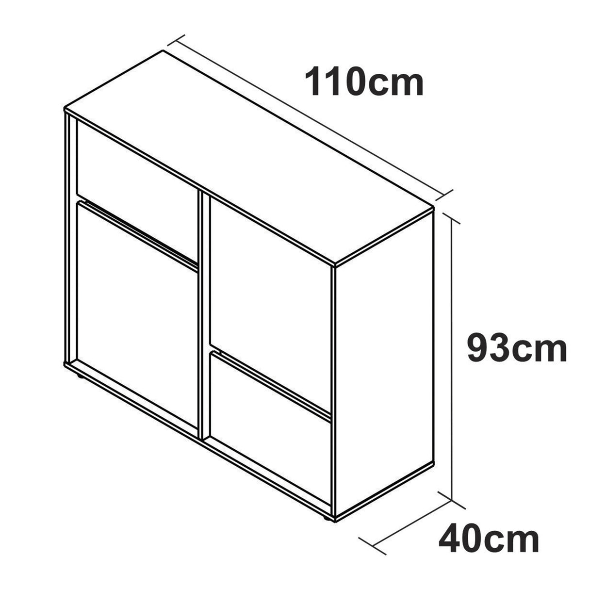 Cómoda Arena y Blanco 110x93cm con Dos Cajones y con Patas - CAJONERAS Y COMODAS | Bylmo