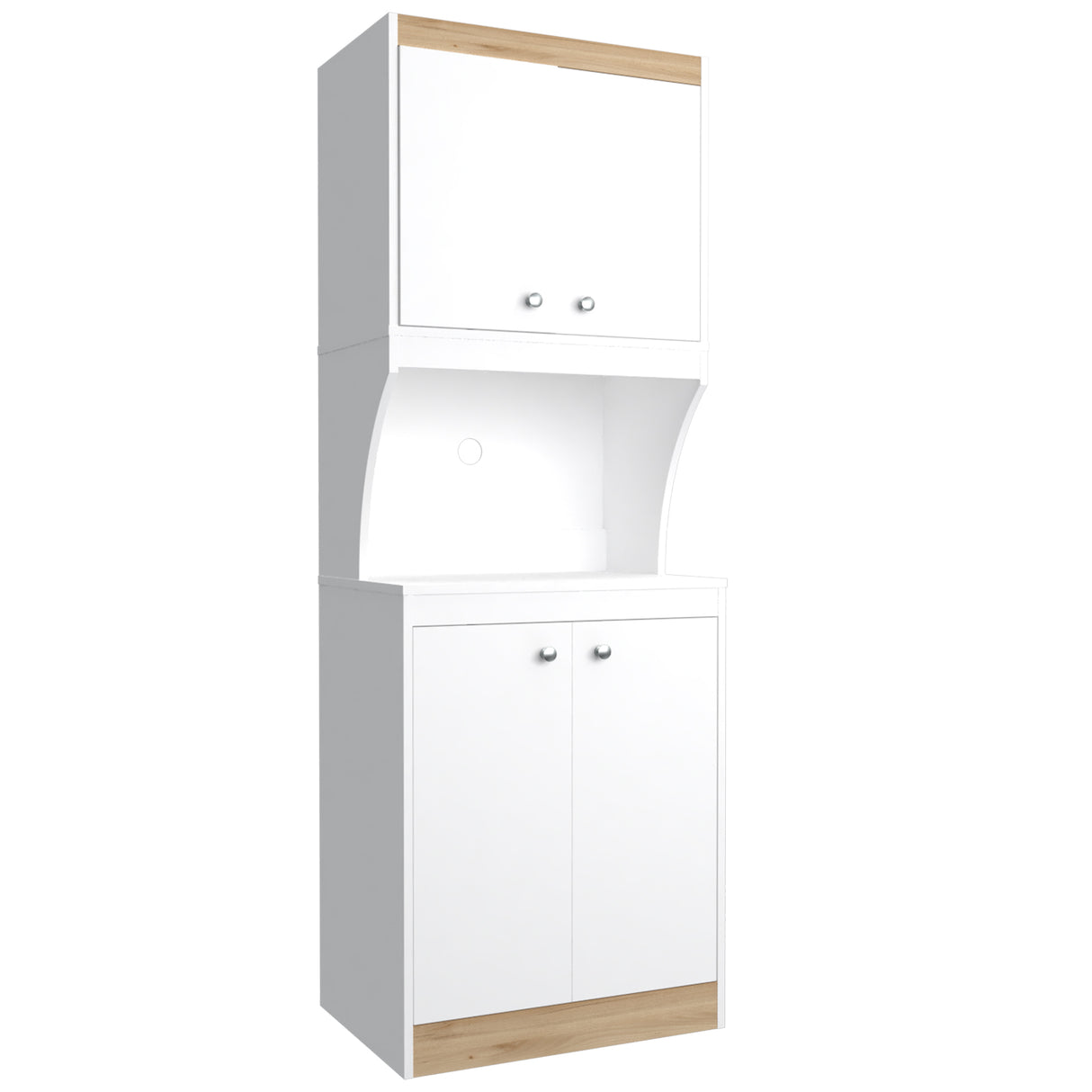 Alacena Blanco y Tribeca 60x170cm sin Cajones y con Espacio para Microondas - ALACENAS Y MUEBLES MICROONDAS | Bylmo