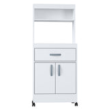 Gabinete de Cocina Blanco 60x143cm con Un Cajón con Espacio para Microondas y con Ruedas - ALACENAS Y MUEBLES MICROONDAS | Bylmo