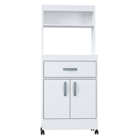 Gabinete de Cocina Blanco 60x143cm con Un Cajón con Espacio para Microondas y con Ruedas - ALACENAS Y MUEBLES MICROONDAS | Bylmo