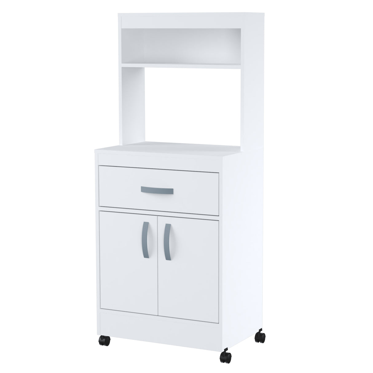 Gabinete de Cocina Blanco 60x143cm con Un Cajón con Espacio para Microondas y con Ruedas - ALACENAS Y MUEBLES MICROONDAS | Bylmo