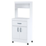 Gabinete de Cocina Blanco 60x143cm con Un Cajón con Espacio para Microondas y con Ruedas - ALACENAS Y MUEBLES MICROONDAS | Bylmo