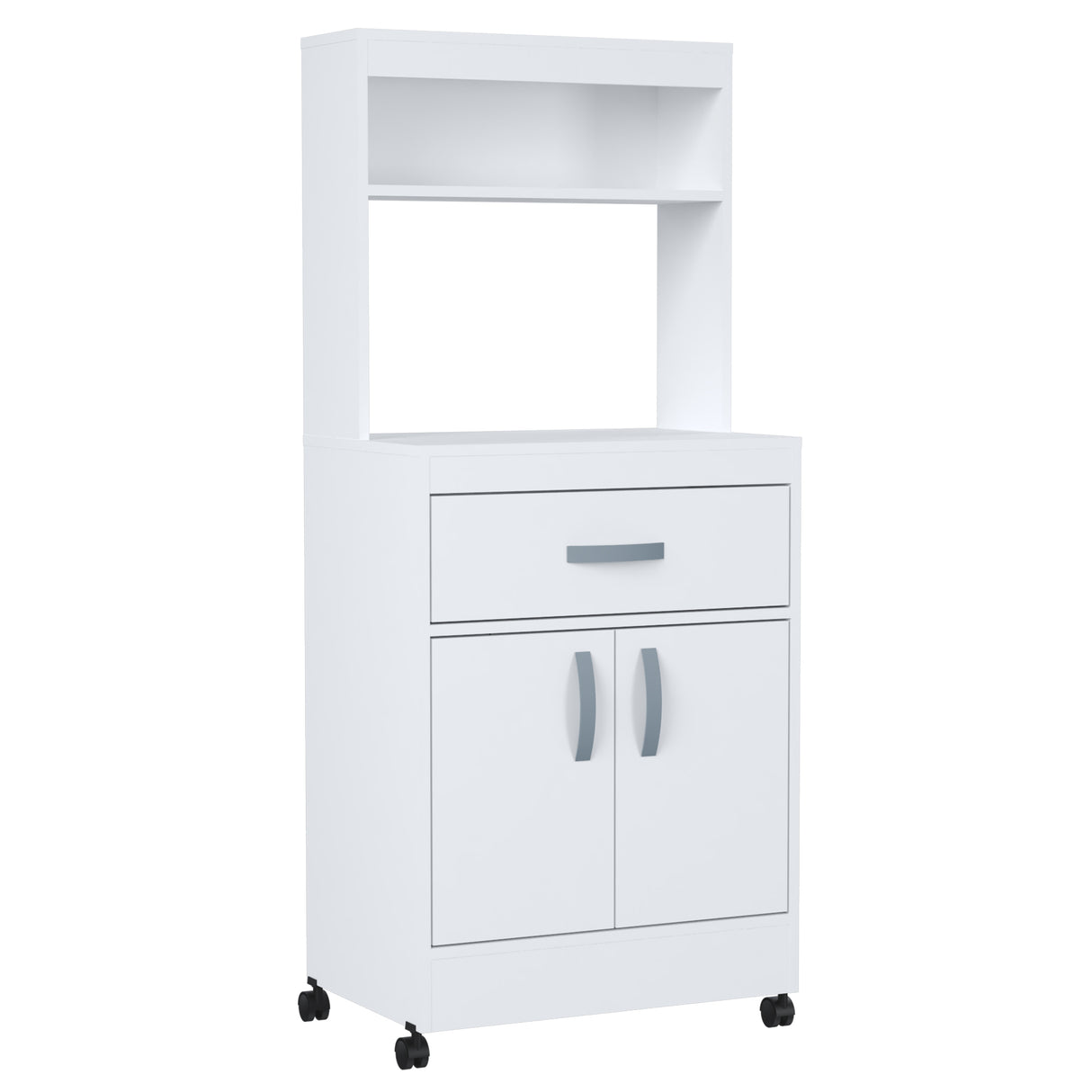 Gabinete de Cocina Blanco 60x143cm con Un Cajón con Espacio para Microondas y con Ruedas - ALACENAS Y MUEBLES MICROONDAS | Bylmo