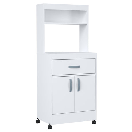 Gabinete de Cocina Blanco 60x143cm con Un Cajón con Espacio para Microondas y con Ruedas - ALACENAS Y MUEBLES MICROONDAS | Bylmo
