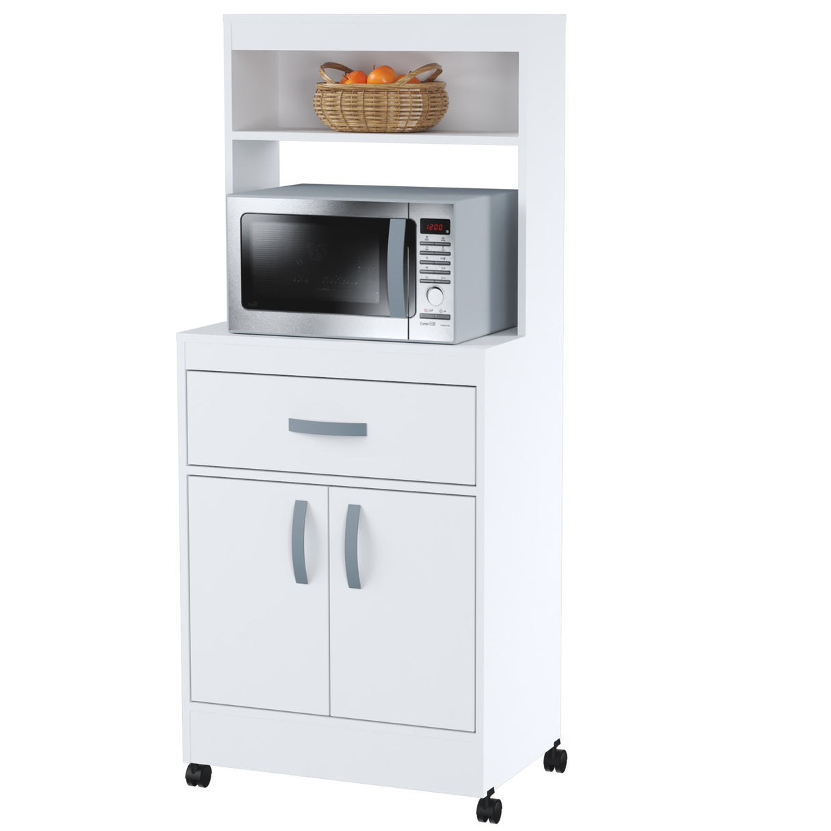 Gabinete de Cocina Blanco 60x143cm con Un Cajón con Espacio para Microondas y con Ruedas - ALACENAS Y MUEBLES MICROONDAS | Bylmo