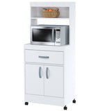 Gabinete de Cocina Blanco 60x143cm con Un Cajón con Espacio para Microondas y con Ruedas - ALACENAS Y MUEBLES MICROONDAS | Bylmo