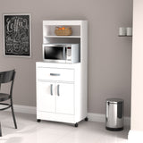 Gabinete de Cocina Blanco 60x143cm con Un Cajón con Espacio para Microondas y con Ruedas - ALACENAS Y MUEBLES MICROONDAS | Bylmo