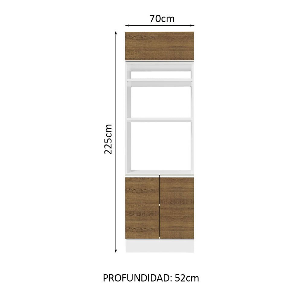 Módulo Para Microondas Glamy Blanco y Marron 70x225cm con Tres Puertas - ALACENAS Y MUEBLES MICROONDAS | Bylmo