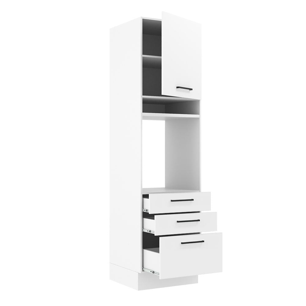 Mueble Microondas Agata Blanco 60x225cm con Tres Cajones y con Patas - ALACENAS Y MUEBLES MICROONDAS | Bylmo