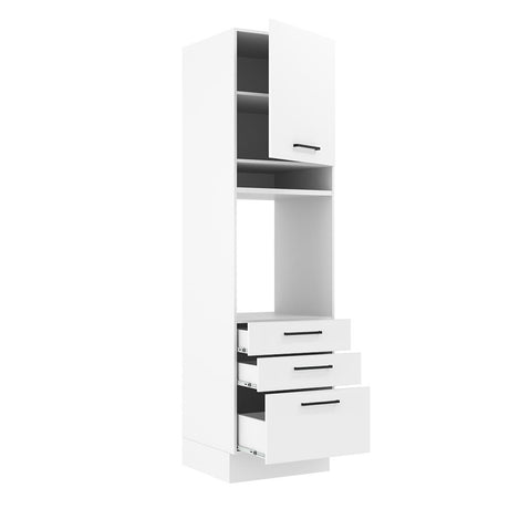 Mueble Microondas Agata Blanco 60x225cm con Tres Cajones y con Patas - ALACENAS Y MUEBLES MICROONDAS | Bylmo