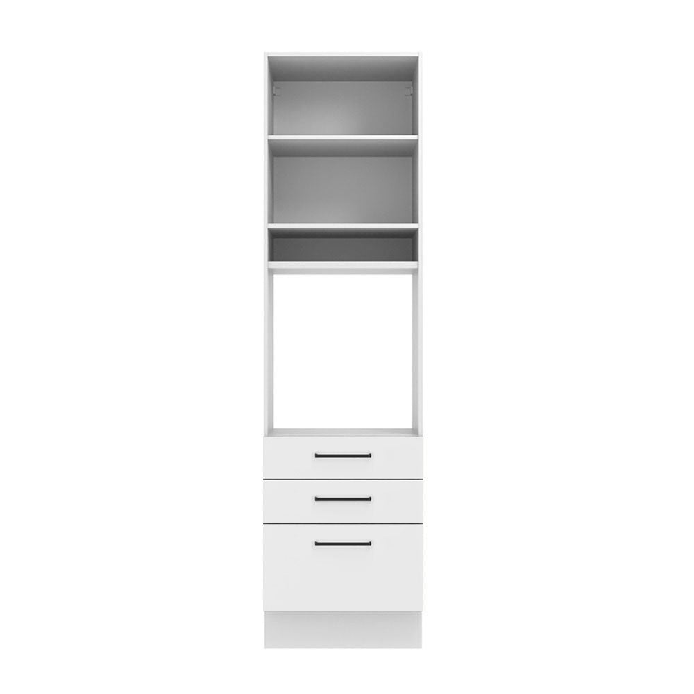 Mueble Microondas Agata Blanco 60x225cm con Tres Cajones y con Patas - ALACENAS Y MUEBLES MICROONDAS | Bylmo