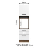 Mueble Microondas Agata Marron y Blanco 60x225cm con Tres Cajones y con Patas - ALACENAS Y MUEBLES MICROONDAS | Bylmo