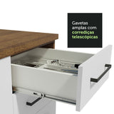 Mueble Microondas Agata Marron y Blanco 60x225cm con Tres Cajones y con Patas - ALACENAS Y MUEBLES MICROONDAS | Bylmo