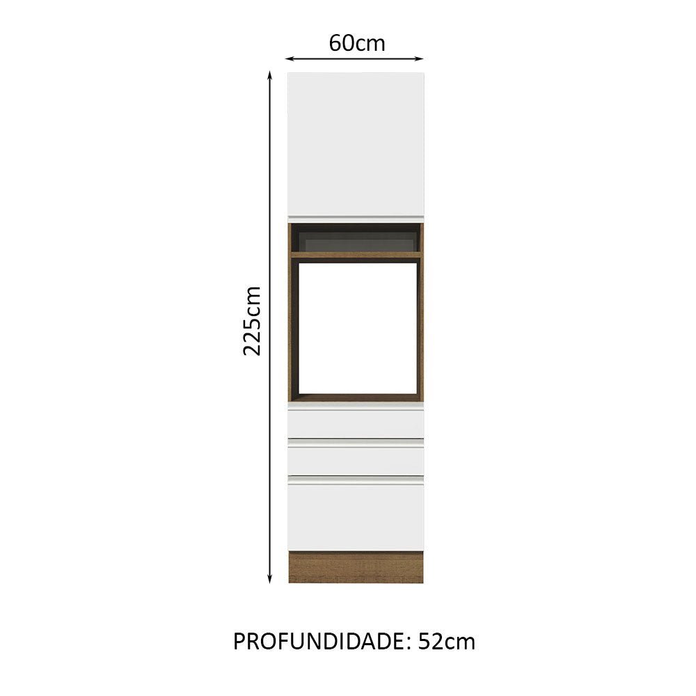 Mueble Microondas Glamy Marron y Blanco 60x225cm con Tres Cajones y con Patas - ALACENAS Y MUEBLES MICROONDAS | Bylmo
