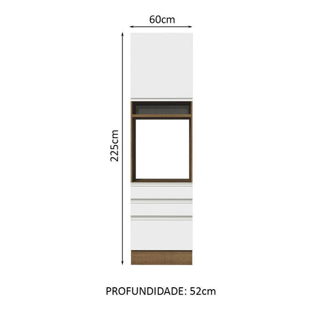 Mueble Microondas Glamy Marron y Blanco 60x225cm con Tres Cajones y con Patas - ALACENAS Y MUEBLES MICROONDAS | Bylmo