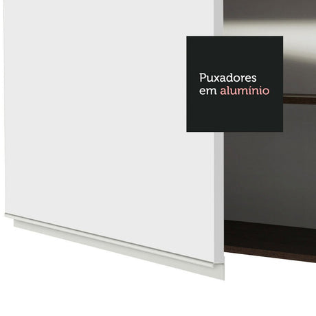Mueble Microondas Glamy Marron y Blanco 60x225cm con Tres Cajones y con Patas - ALACENAS Y MUEBLES MICROONDAS | Bylmo