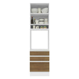 Mueble Microondas Glamy Blanco y Marron 60x225cm con Tres Cajones y con Patas - ALACENAS Y MUEBLES MICROONDAS | Bylmo