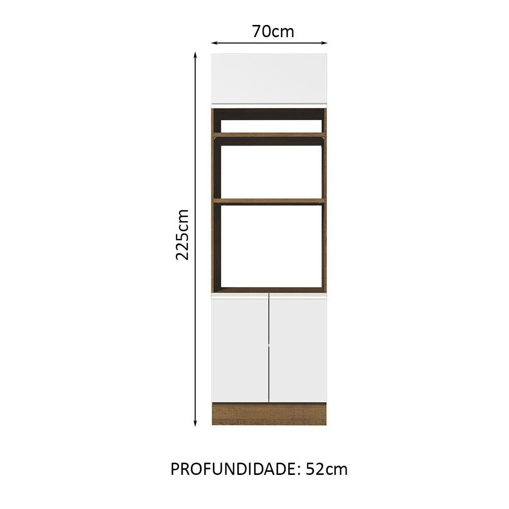 Mueble Microondas Glamy Marron y Blanco 70x225cm sin Cajones y con Patas - ALACENAS Y MUEBLES MICROONDAS | Bylmo