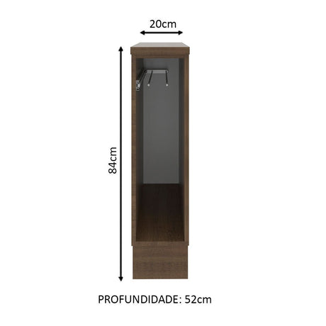 Mueble Auxiliar de Cocina Glamy Marron 20x84cm con Patas y Mesón de Madera - BARRAS Y MUEBLES AUXILIARES | Bylmo