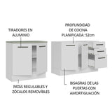 Set X 2 Muebles Inferiores de Cocina Agata Blanco 200x84cm sin Mesón sin Estufa y con Tres Cajones - MUEBLES INFERIORES DE COCINA | Bylmo