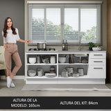 Set X 2 Muebles Inferiores de Cocina Agata Blanco 200x84cm sin Mesón sin Estufa y con Tres Cajones - MUEBLES INFERIORES DE COCINA | Bylmo