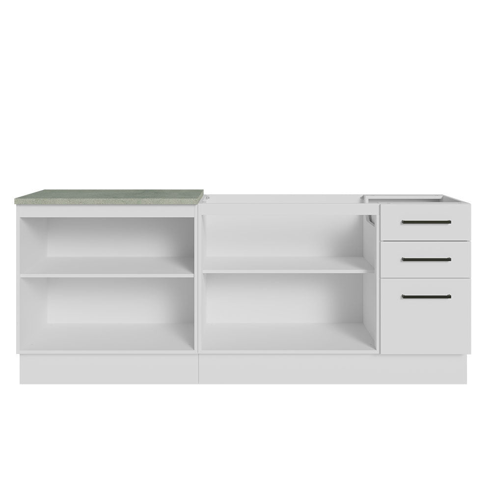 Set X 2 Muebles Inferiores de Cocina Agata Blanco 200x84cm sin Mesón sin Estufa y con Tres Cajones - MUEBLES INFERIORES DE COCINA | Bylmo